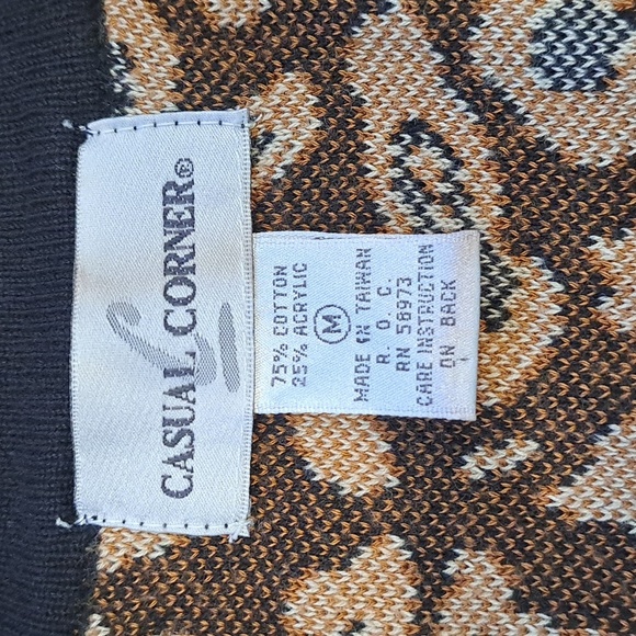 Casual Corner Vintage Cotton Blend Knit Leopard Print Button Cardigan Sweater - Picture 5 of 6